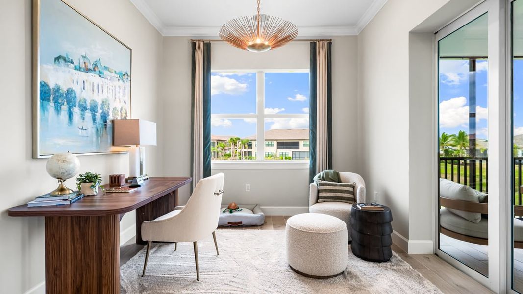 Furnished interior in a model home at Esplanade by the Islands Coach Homes in Naples (Image 63).