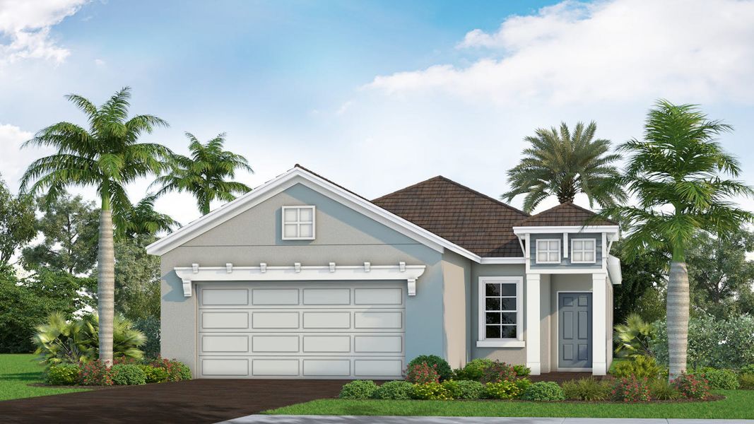 Front exterior of a home in the Palmera Real Estate and Homes for Sale in Venice, FL - Neal Communities community, located in Venice, FL (Image 2). Front exterior of a home in the Palmera Real Estate and Homes for Sale in Venice, FL - Neal Communities community, located in Venice, FL (Image 2).