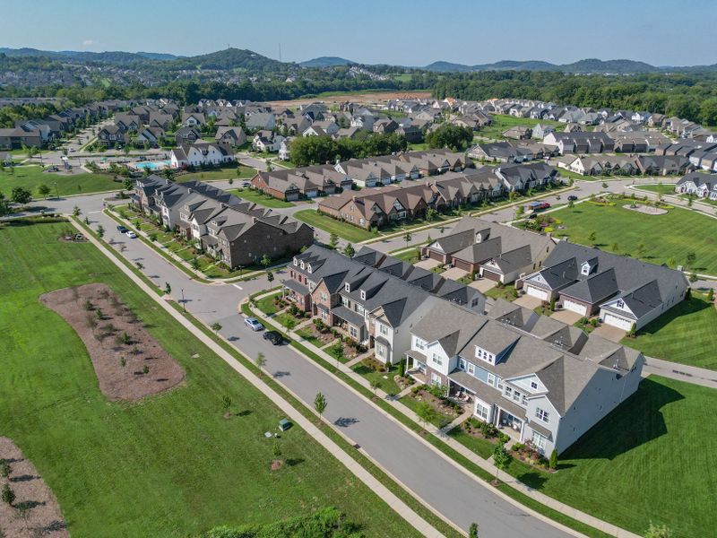Aerial view of the Waters Edge community in Franklin, TN, showing layout and nearby surroundings (Image 14).