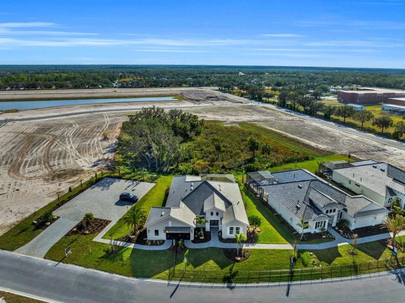 Aerial view of the River Preserve Estates community in Parrish, FL, showing layout and nearby surroundings (Image 17).