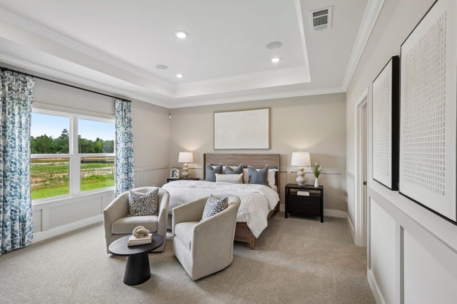 Furnished interior in a model home at Mahogany At Jubilee in Pace (Image 28).
