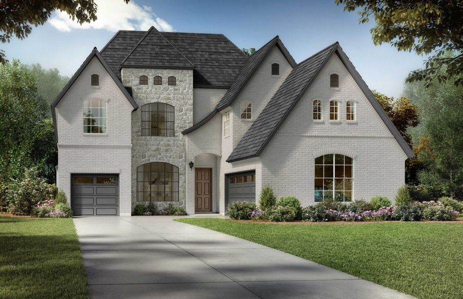 Front exterior of a home in the Grand Oaks at Green Meadows - 70' community, located in Celina, TX (Image 5). Front exterior of a home in the Grand Oaks at Green Meadows - 70' community, located in Celina, TX (Image 5).