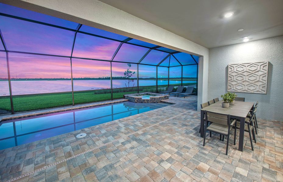 Covered Outdoor Living in Terreno in Naples, FL offering modern houses