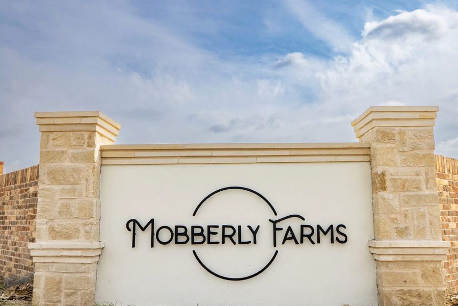 Main entrance to the Mobberly Farms master-planned community in Pilot Point, TX, featuring its landmark signage (Image 4).