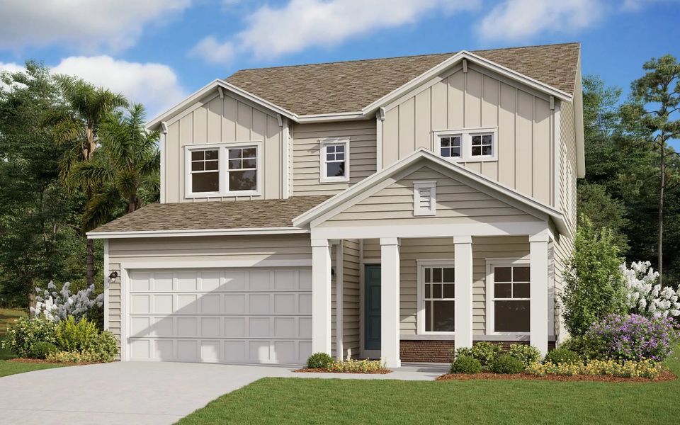 Front exterior of a home in the Hyland Trail 50' community, located in Green Cove Springs, FL (Image 16).