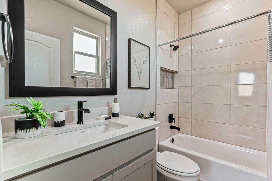 Furnished interior in a model home at Emerald Estates in Horizon City (Image 10). Furnished interior in a model home at Emerald Estates in Horizon City (Image 10).