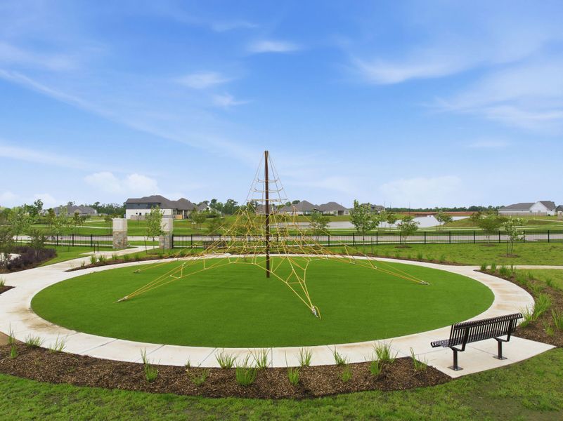 A large green field.