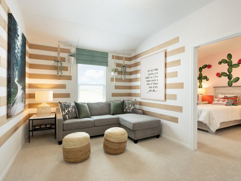 Furnished interior in a model home at Turner's Crossing - Reserve Collection in Buda (Image 28). Furnished interior in a model home at Turner's Crossing - Reserve Collection in Buda (Image 28).