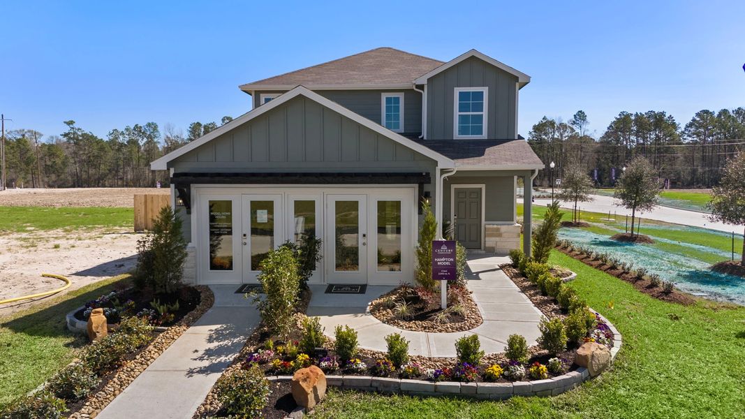A house with a large front yard.