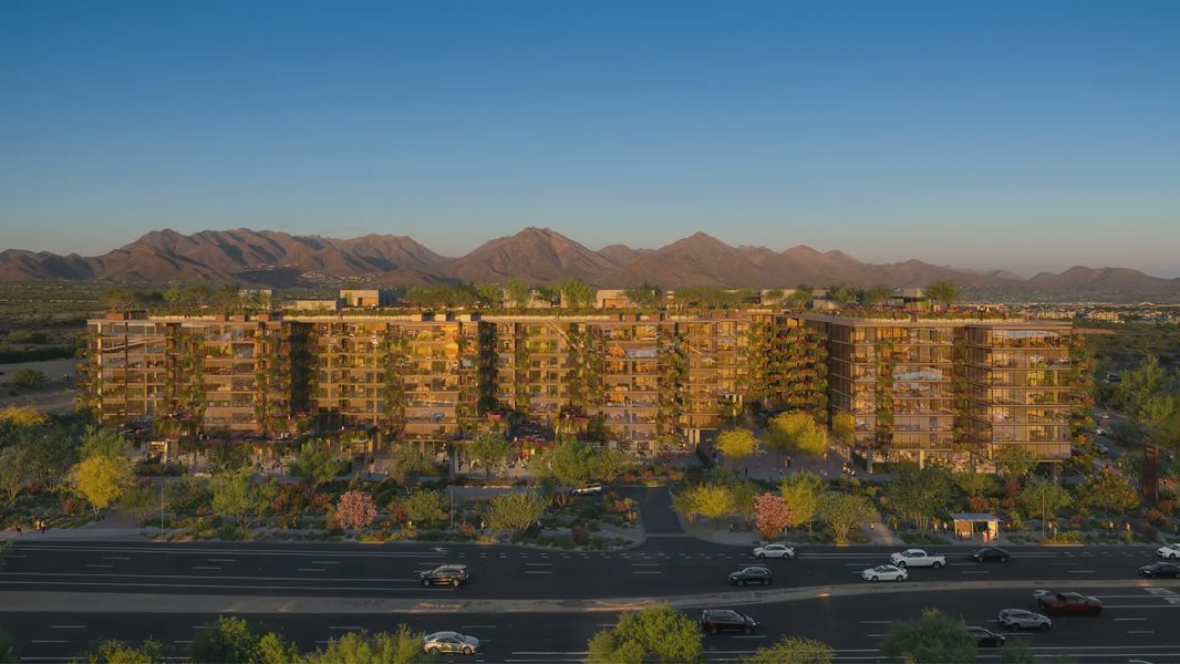 Front exterior of a home in the Optima McDowell Mountain community, located in Scottsdale, AZ (Image 5). Front exterior of a home in the Optima McDowell Mountain community, located in Scottsdale, AZ (Image 5).