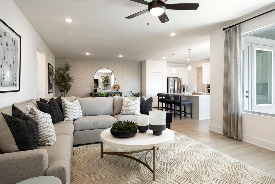 Furnished interior in a model home at The Residences Collection at Parkton Square in Kyle (Image 5).