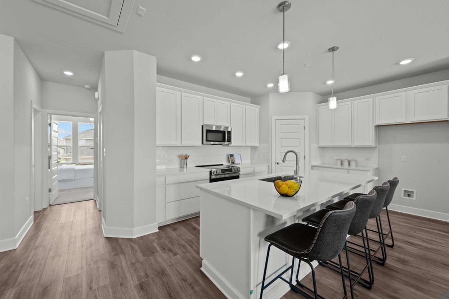 Furnished interior in a model home at Double Creek Crossing Townhomes in Round Rock (Image 17).