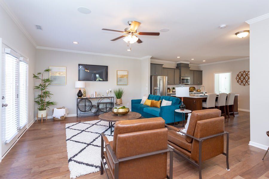 Furnished interior in a model home at Myers Point in Morrisville (Image 10). Furnished interior in a model home at Myers Point in Morrisville (Image 10).