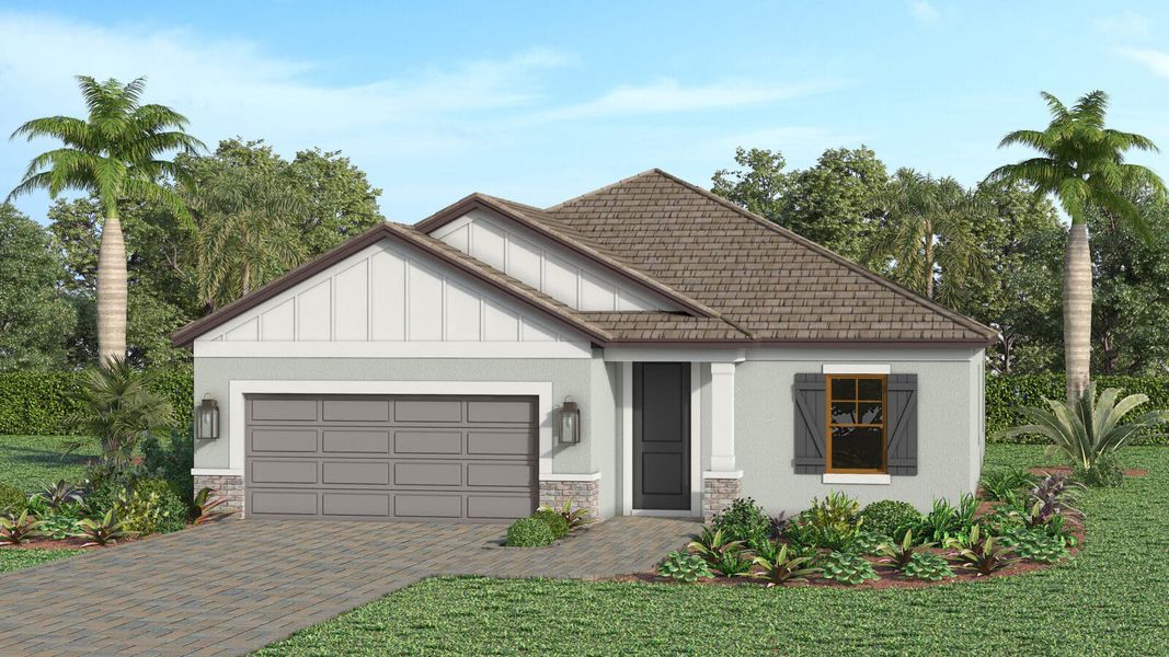 Front exterior of a home in the Kingston South Real Estate and Homes for Sale in Estero, FL - Neal Communities community, located in Estero, FL (Image 21).