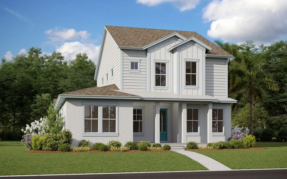Front exterior of a home in the Laureate Park 50' community, located in Orlando, FL (Image 4).