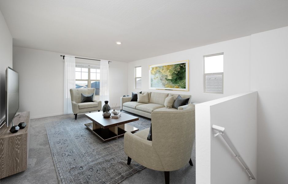 Furnished interior in a model home at Amarillo Creek in Maricopa (Image 9).