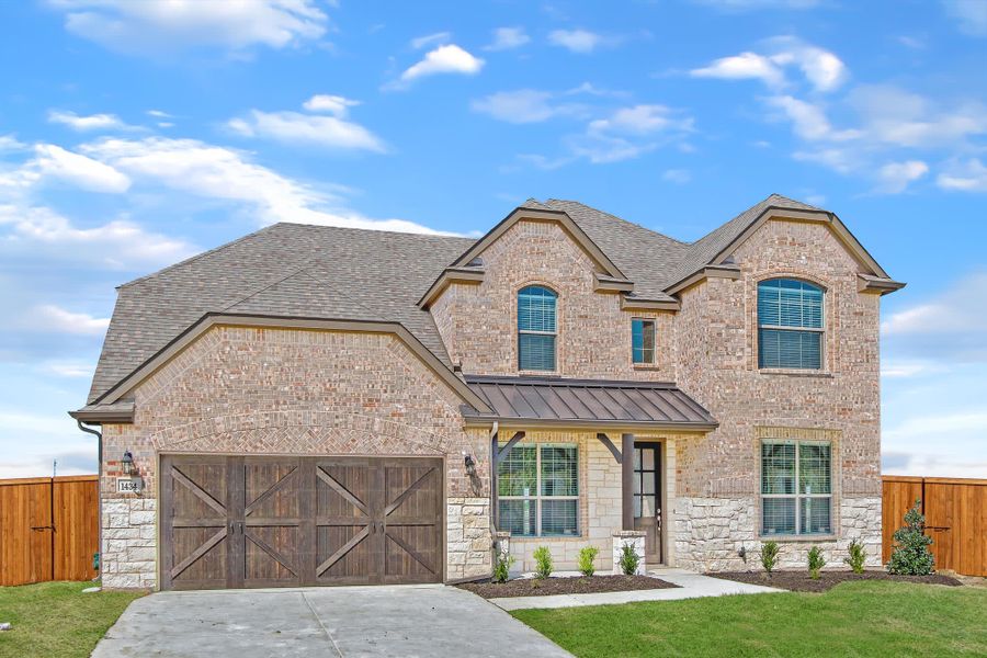 Elevation B with Stone | Concept 3218 at Mockingbird Hills in Joshua, TX by Landsea Homes