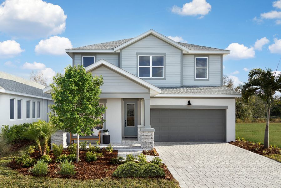 Front exterior of a home in the North River Ranch – Garden Series community, located in Parrish, FL (Image 4).