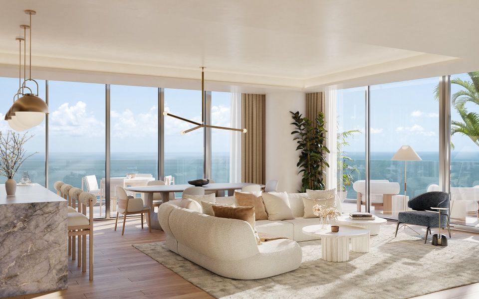 Furnished interior in a model home at Icon Beach Residences in Hollywood (Image 9).