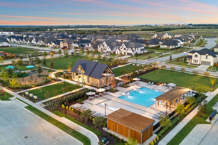 Aerial view of the North Sky Celina community in Celina, TX, showing layout and nearby surroundings (Image 1). Aerial view of the North Sky Celina community in Celina, TX, showing layout and nearby surroundings (Image 1).