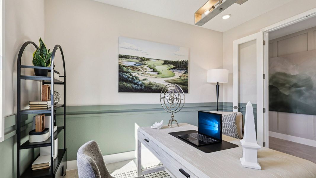 Lakeside at Satilla Model Home First Floor office space in the Mangrove Floor Plan by DRB Homes