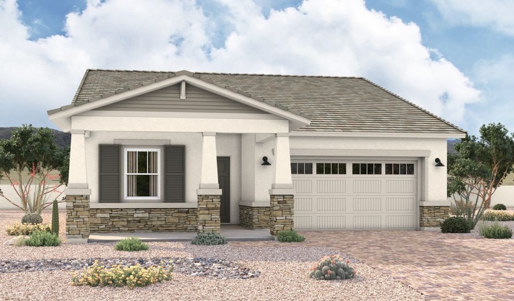 Front exterior of a home in the Portfolio at Blossom Rock community, located in Apache Junction, AZ (Image 4).