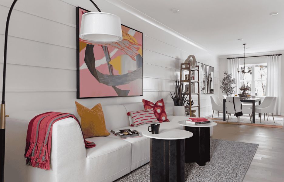 Furnished interior in a model home at Fifteen 15 Cannon in Charlotte (Image 5). Furnished interior in a model home at Fifteen 15 Cannon in Charlotte (Image 5).