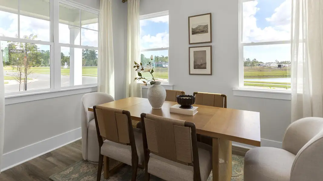 Furnished interior in a model home at The Palms at Indigo Preserve Townhomes in Leland (Image 7).