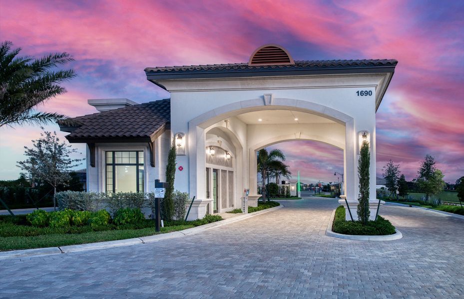 Guardhouse at Terreno in Naples, FL with modern homes for sale in resort lifestyle communities
