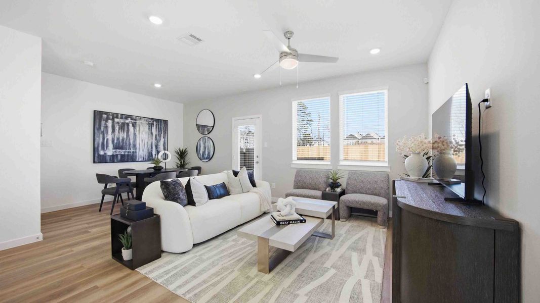 Furnished interior in a model home at Mansfield Park in Houston (Image 5).