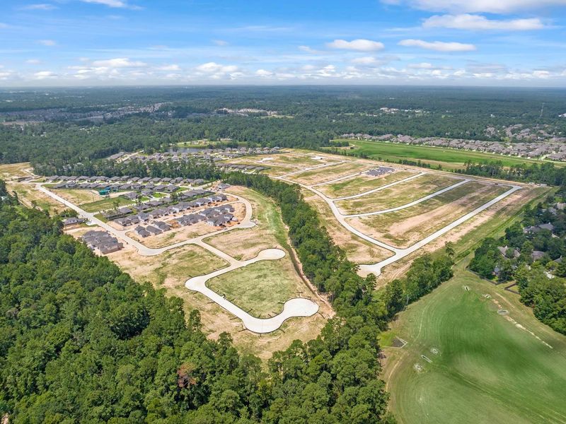 Aerial view of the Lakes at Black Oak community in Magnolia, TX, showing layout and nearby surroundings (Image 12).