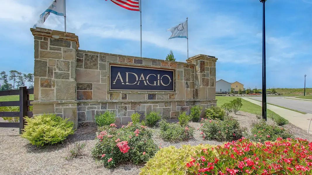 Entrance to the Adagio community in Dacula, GA, featuring signage and landscaping (Image 1). Entrance to the Adagio community in Dacula, GA, featuring signage and landscaping (Image 1).