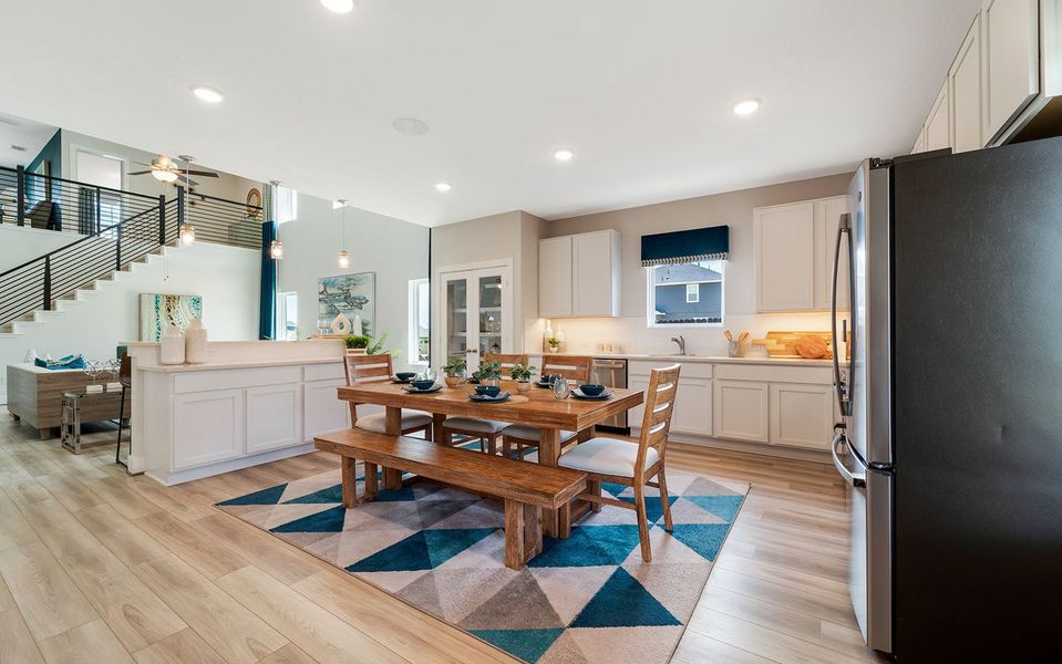 Furnished interior in a model home at Hunter's Ranch in San Antonio (Image 21).