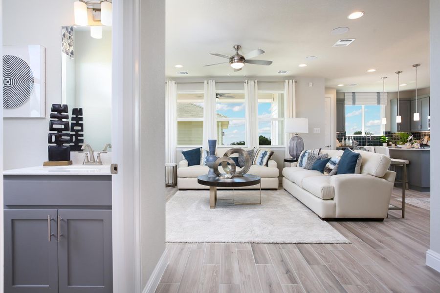 Furnished interior in a model home at Casetta Ranch in Kyle (Image 44).