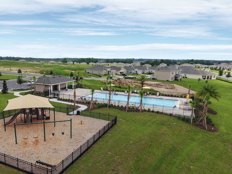 Community Pool & Shaded Playground | Preserve at Sunrise | New homes in Groveland, FL | Landsea Homes