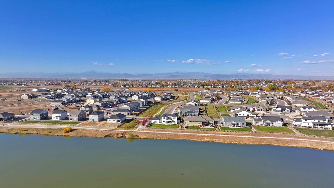Aerial view of the Tailholt community in Severance, CO, showing layout and nearby surroundings (Image 10).