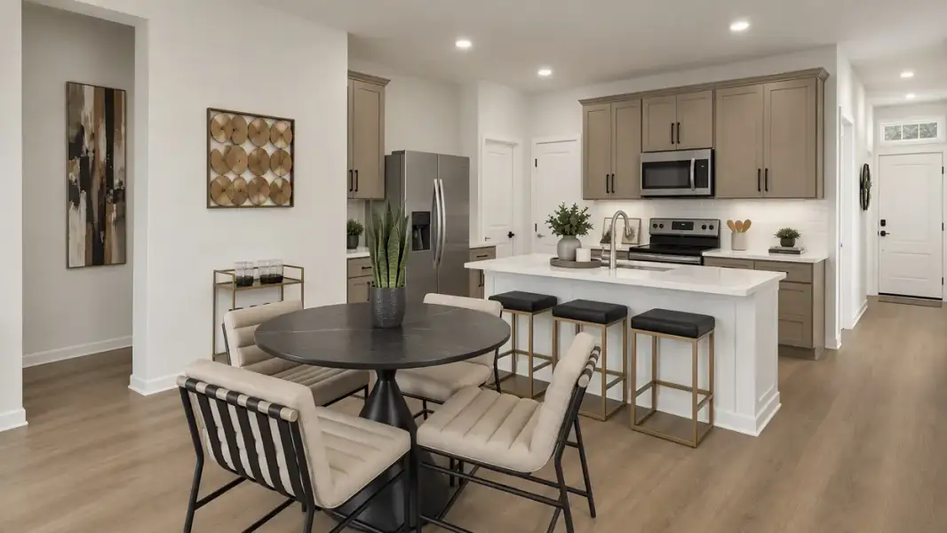 Furnished interior in a model home at Crossmill in Princeton (Image 3).