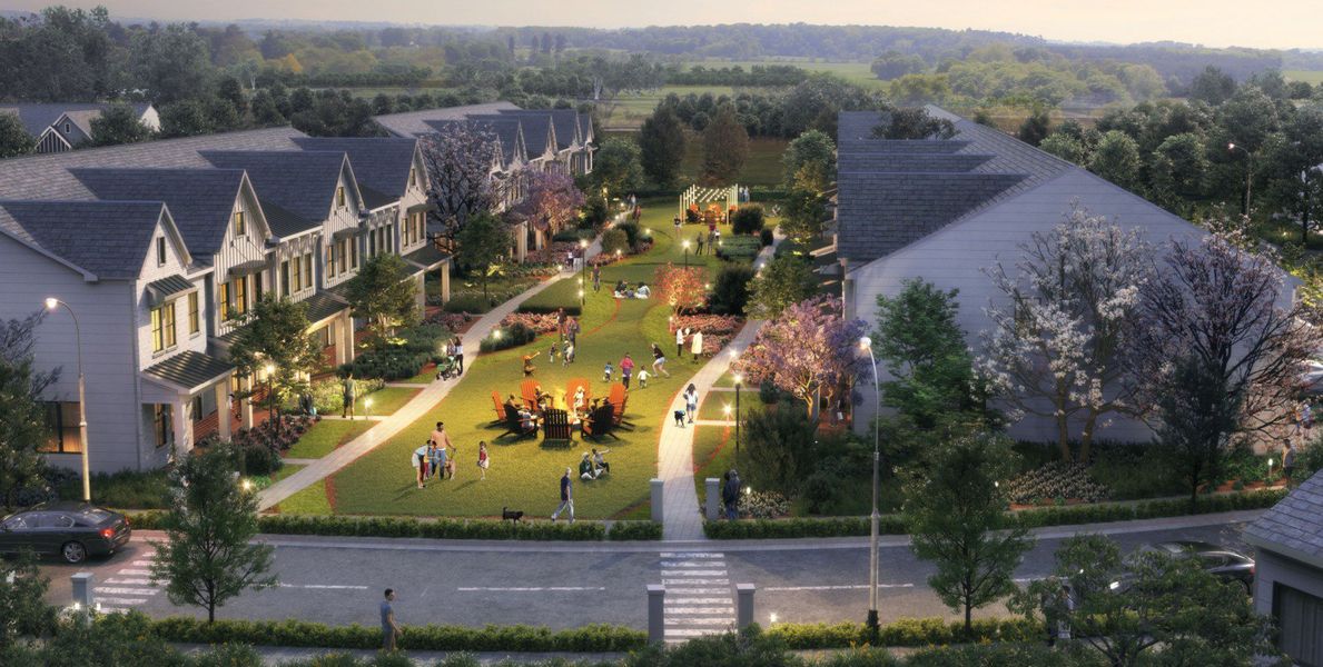 Aerial view of the The Bend At Pettit Creek community in Cartersville, GA, showing layout and nearby surroundings (Image 4).