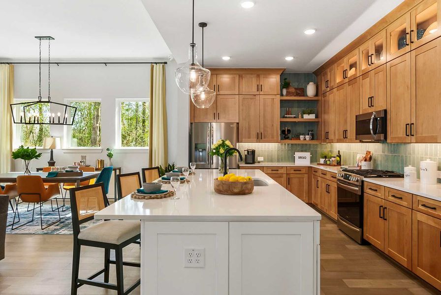 Furnished interior in a model home at The Highlands 45' - Encore Collection in Porter (Image 6).