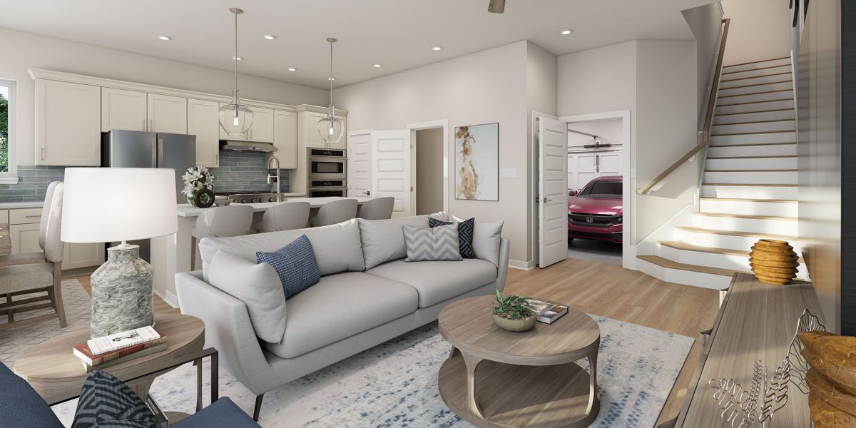Furnished interior in a model home at Crosscreek Walk – Courtyard in Charleston (Image 4). Furnished interior in a model home at Crosscreek Walk – Courtyard in Charleston (Image 4).