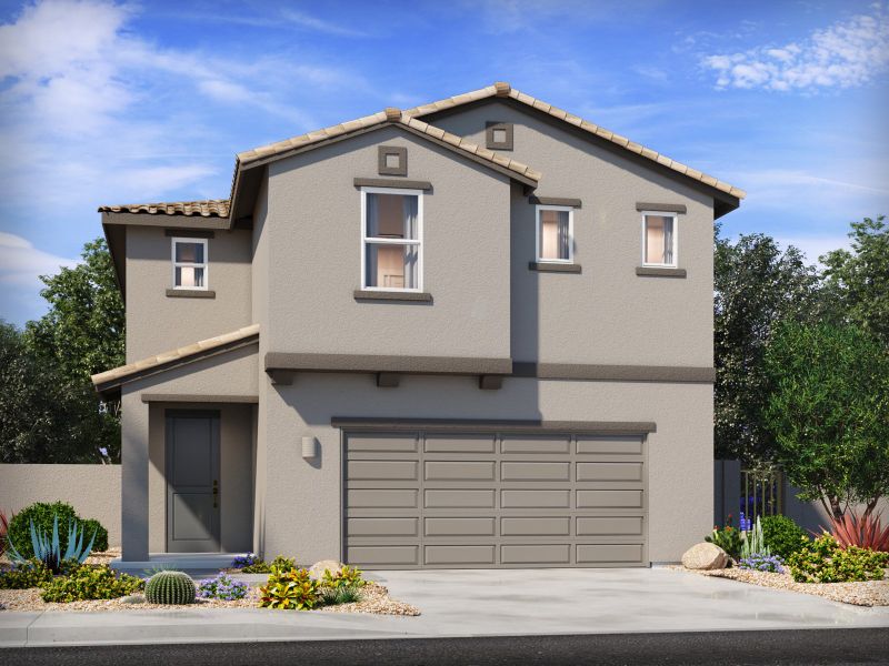 Front exterior of a home in the Sunset Crest - Signature Series community, located in Tucson, AZ (Image 9). Front exterior of a home in the Sunset Crest - Signature Series community, located in Tucson, AZ (Image 9).