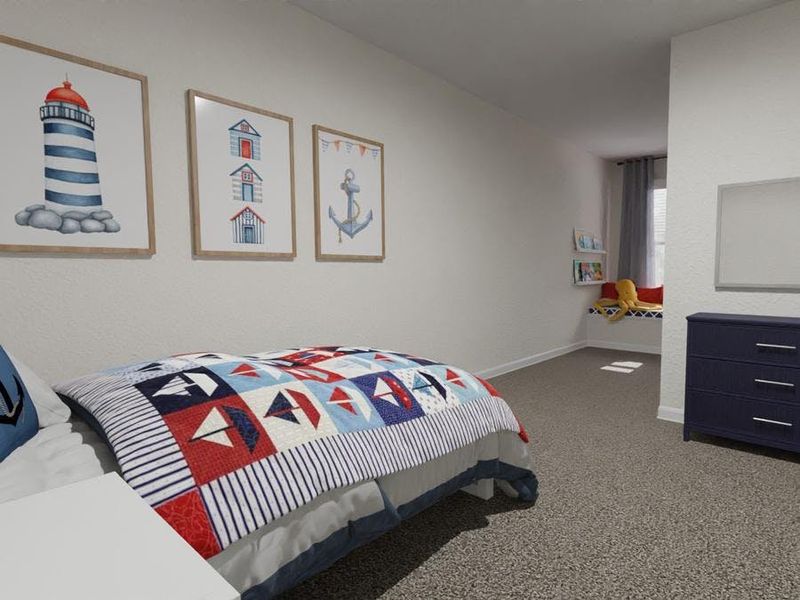 Secondary bedrooms provide space for everyone in your household (Artists` rendering of the Catalina townhome)