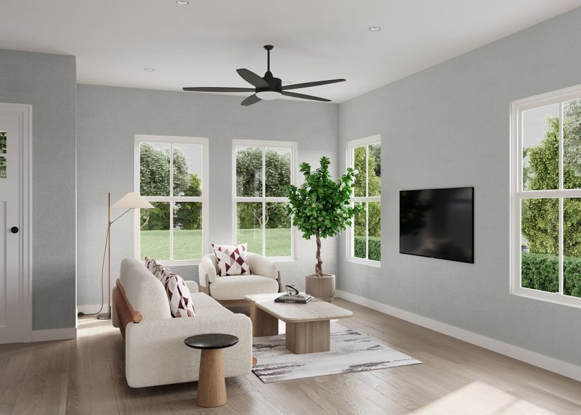 DSLD Homes - Hickory Cove - Dickson TN - Newbern - Living Room Rendering