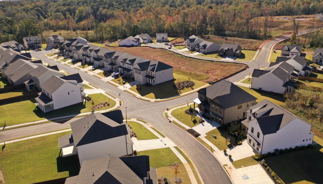 Aerial view of the Ponderosa Farms Reserve community in Gainesville, GA, showing layout and nearby surroundings (Image 10).