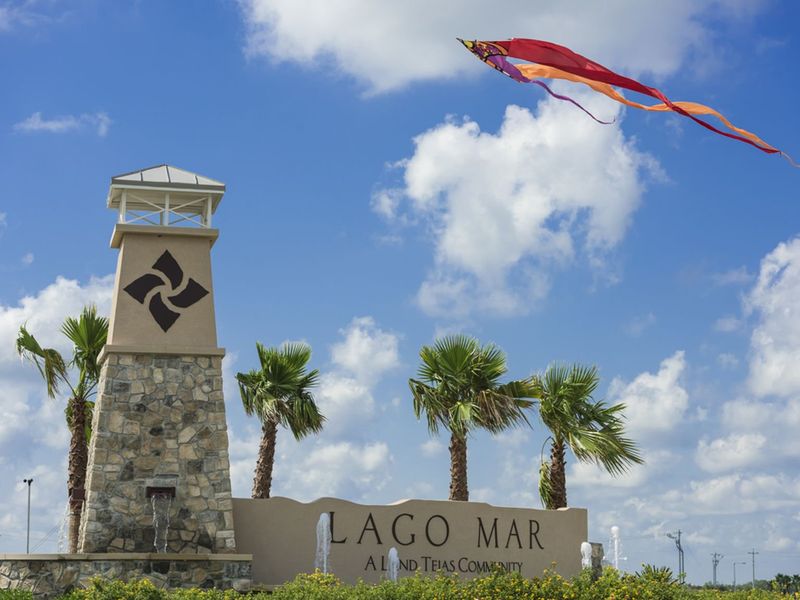 Entrance to the Lago Mar community in Texas City, TX, featuring signage and landscaping (Image 1). Entrance to the Lago Mar community in Texas City, TX, featuring signage and landscaping (Image 1).