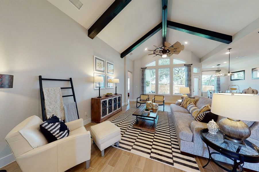 Furnished interior in a model home at The Grove at Blackhawk in Pflugerville (Image 9).