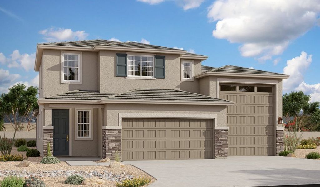 Front exterior of a home in the Parkside at Gladden Farms community, located in Marana, AZ (Image 17). Front exterior of a home in the Parkside at Gladden Farms community, located in Marana, AZ (Image 17).