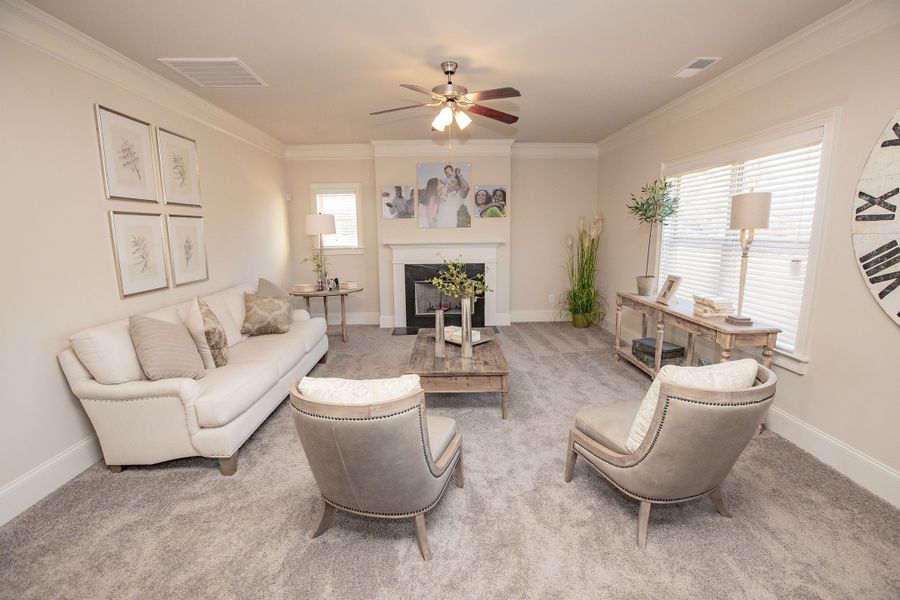 Furnished interior in a model home at Hampton Place Estates in Covington (Image 4).