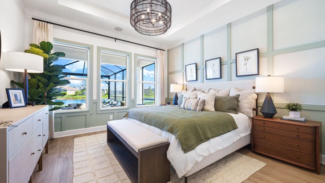 Furnished interior in a model home at Esplanade by the Islands in Naples (Image 39).