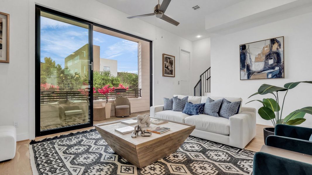 Furnished interior in a model home at Commerce Row in Houston (Image 10).